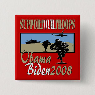 Chapa Cuadrada Ayuda de Obama Biden nuestras tropas