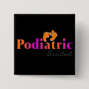 Chapa Cuadrada Ayudante de Podiatric con 2 pies de diseño