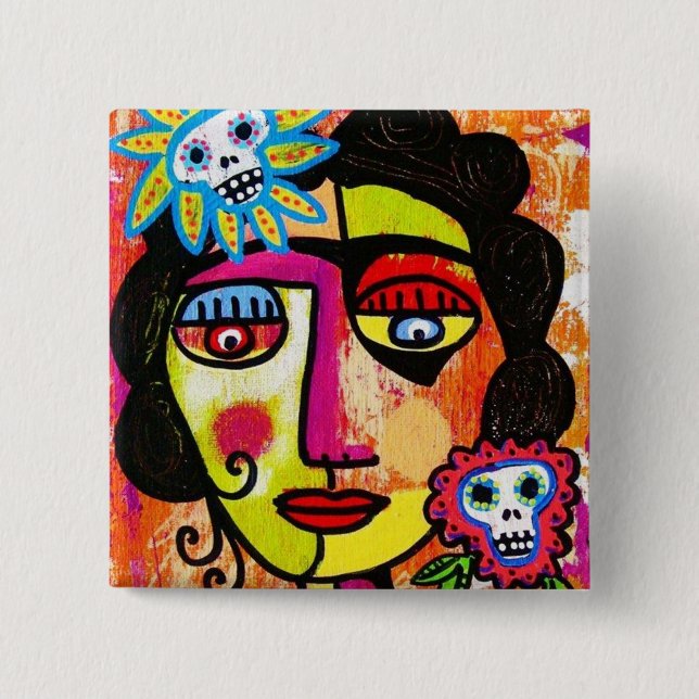Chapa Cuadrada Azúcar Amethyst Sull Frida por SilberZweigArts (Anverso)