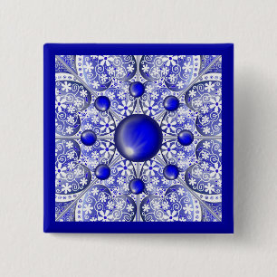 Chapa Cuadrada Azul de encaje cerámico de Grecia