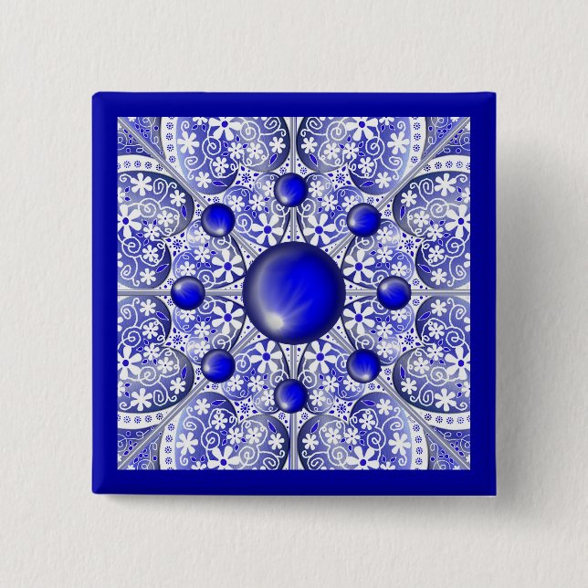 Chapa Cuadrada Azul de encaje cerámico de Grecia (Anverso)