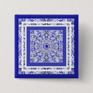 Chapa Cuadrada Azul de encaje cerámico de Grecia