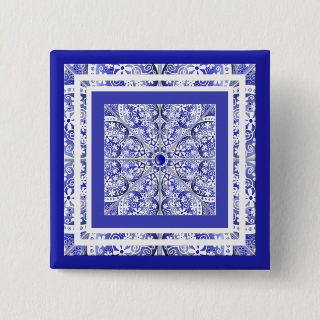 Chapa Cuadrada Azul de encaje cerámico de Grecia (Anverso)