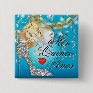 Chapa Cuadrada Azul de Quinceañera de la celebración del estile