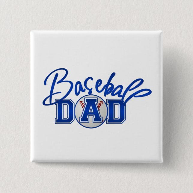 Chapa Cuadrada Azul del PAPÁ del béisbol (Anverso)