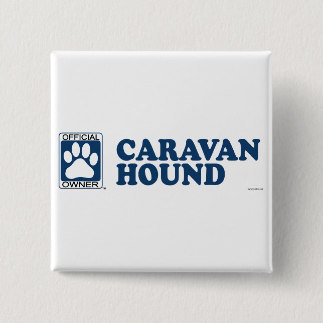 Chapa Cuadrada Azul del perro de la caravana (Anverso)