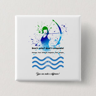 Chapa Cuadrada Azul del voto de Archer femenino de la comunidad