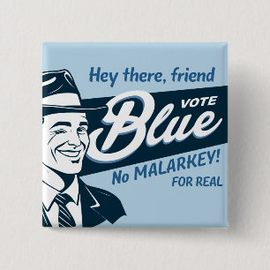 Chapa Cuadrada Azul del voto El chico gracioso retro Rectángu