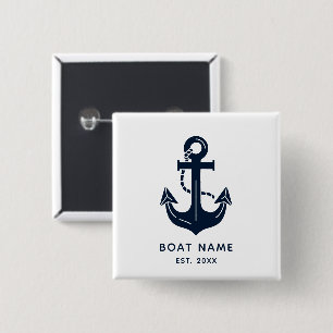 Chapa Cuadrada Azul Náutico Marino Nombre de Barco Personalizado