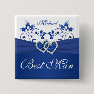 Chapa Cuadrada Azul real, mejor Pin floral blanco del hombre