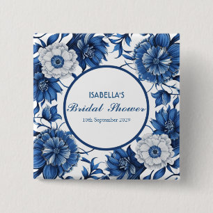 Chapa Cuadrada azul y blanco Chinoiserie Patrón antiguo de boda 