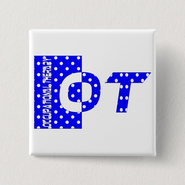 Chapa Cuadrada Azul y blanco de OT (Anverso)