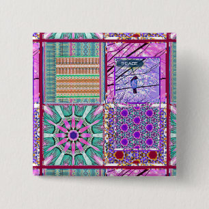 Chapa Cuadrada Azulejos azulejos geométricos con pájaro de la paz