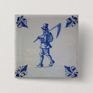 Chapa Cuadrada Azulejos azules de Delft - Ducha que lleva el zigz