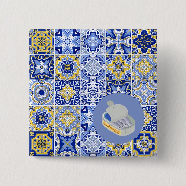 Chapa Cuadrada Azulejos y Sardinas (Anverso)