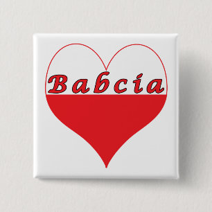 Chapa Cuadrada Babcia Corazón Polaco