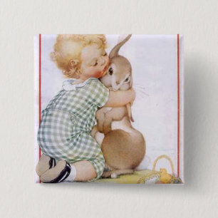 Chapa Cuadrada Baby Hugging Easter Bunny