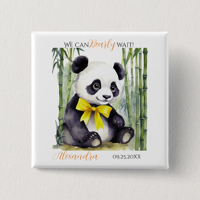 Chapa Cuadrada Baby Panda Baby Shower (Anverso)