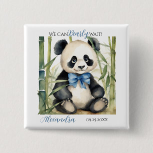 Chapa Cuadrada Baby Panda Bear Boy Baby Shower