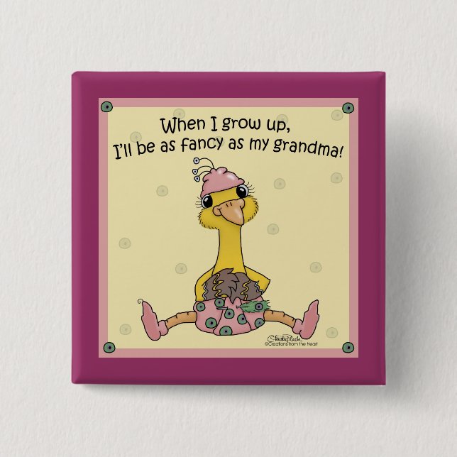 Chapa Cuadrada Baby Peahen Fancy como abuela (Anverso)