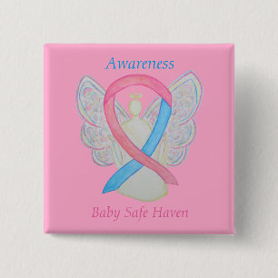 Chapa Cuadrada Baby Safe Haven Awareness Angel Ribbon Pin