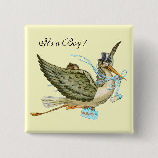 Chapa Cuadrada BABY SHOWER, crema azul: "Es un chico"