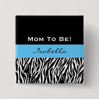 Chapa Cuadrada Baby Shower para el estampado de zebra moderno V2