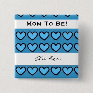 Chapa Cuadrada Baby Shower para los corazones azules modernos A06