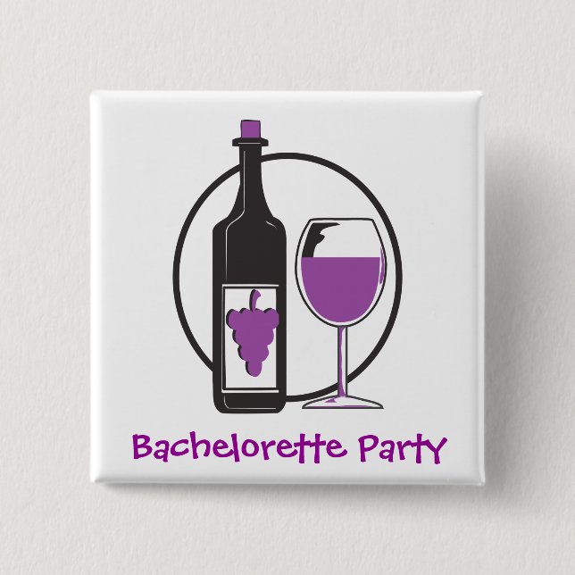 Chapa Cuadrada Bachelorette Fiesta de vino tinto (Anverso)