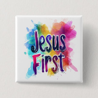 Chapa Cuadrada Badge personnalisé "Jesus First"