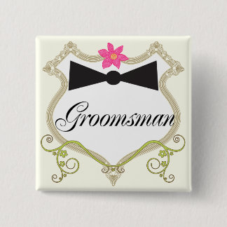 Chapa Cuadrada Badges de Boda de Groomsman Bow Tie