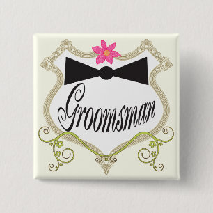 Chapa Cuadrada Badges de Boda de Groomsman BowTie
