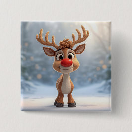Chapa Cuadrada badget christmans pin with reindeer