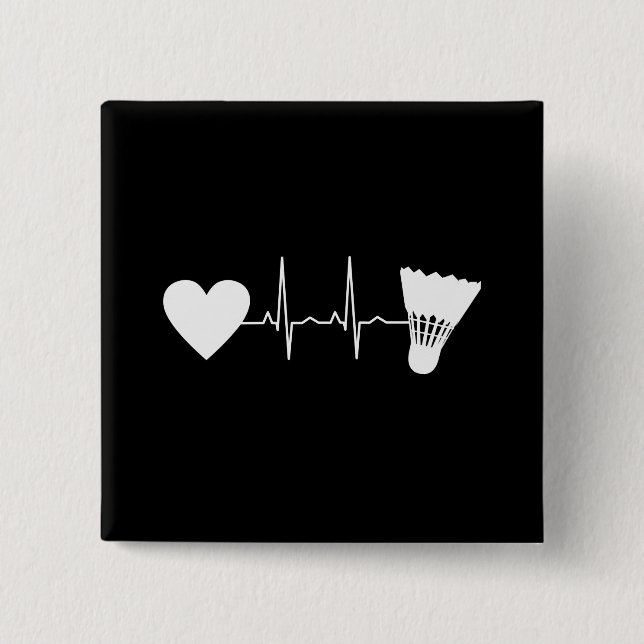 Chapa Cuadrada Badminton Ball Heartbeat (Anverso)