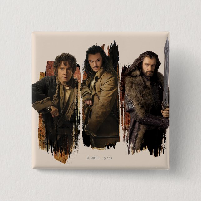 CHAPA CUADRADA BAGGINS™, BARD THE BOWMAN™ Y THORIN OAKENSHIELD™ (Anverso)