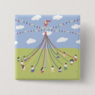 Chapa Cuadrada Bailando alrededor de Maypole