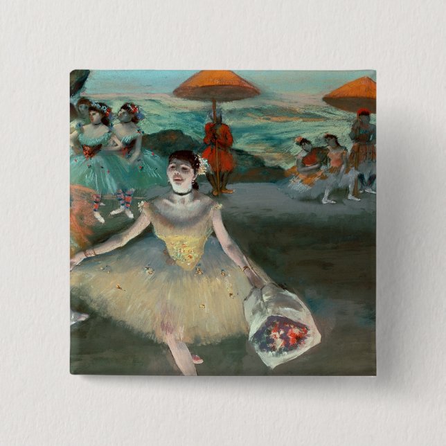 Chapa Cuadrada Bailarín de Edgar Degas el | con el ramo, (Anverso)