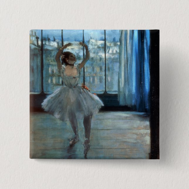 Chapa Cuadrada Bailarín de Edgar Degas el | delante de una (Anverso)