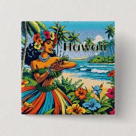 Chapa Cuadrada Bailarina hula en las islas hawaianas