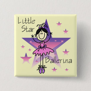 Chapa Cuadrada Bailarina Little Star - Cabello Negro