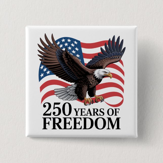 Chapa Cuadrada Bald Eagle American Flag 250 Years of Freedom (Anverso)