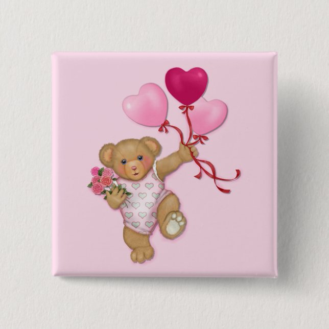 Chapa Cuadrada Balloon Teddy (Anverso)