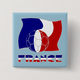 Chapa Cuadrada Balón de fútbol y bandera de Francia