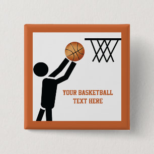 Chapa Cuadrada Baloncesto con personalizado de baloncesto