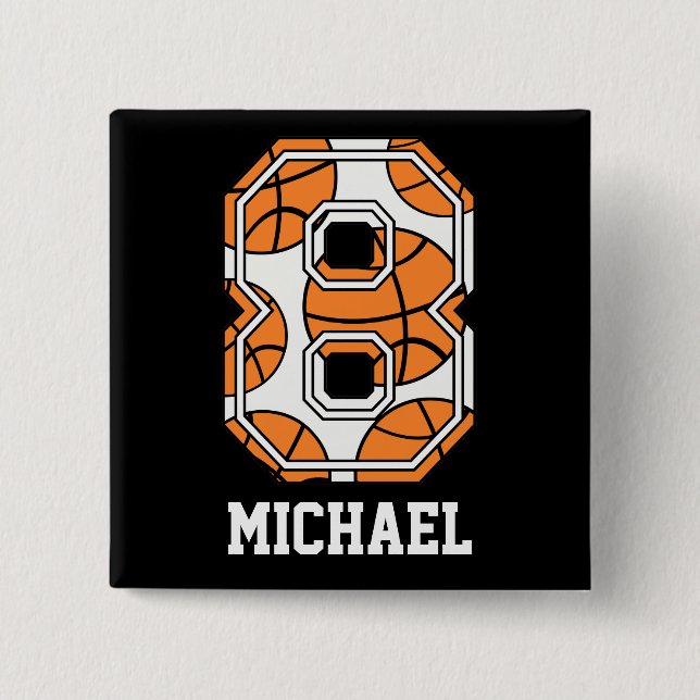 Chapa Cuadrada Baloncesto personalizado número 8 (Anverso)
