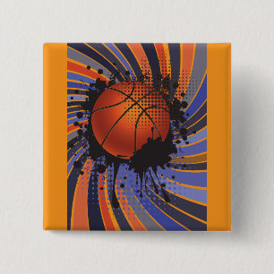 Chapa Cuadrada Baloncesto Urbano Abstracto Grunge Retro Deportes