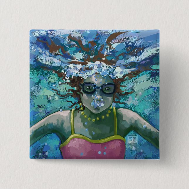 Chapa Cuadrada Bañarse bajo el agua (Anverso)