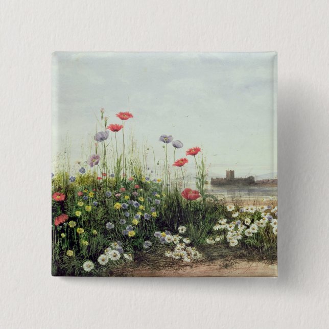 Chapa Cuadrada Banco de las flores del verano (Anverso)