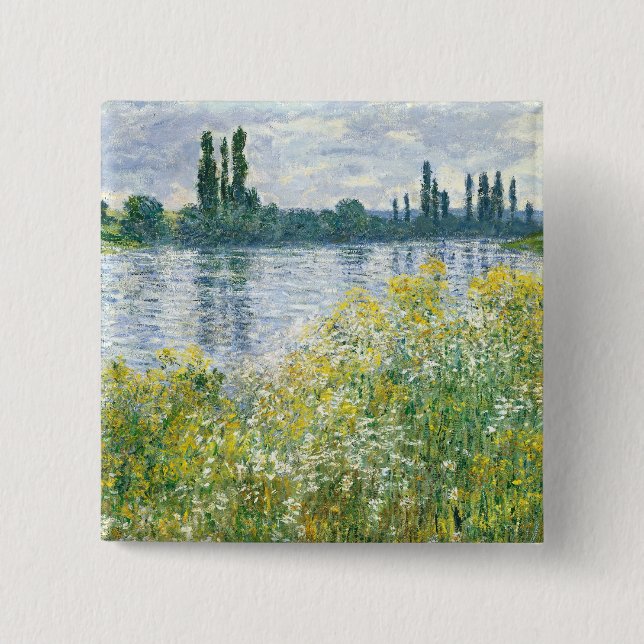 Chapa Cuadrada Bancos de Claude Monet el | del Sena, Vetheuil, (Anverso)