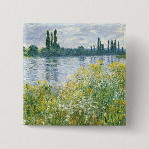 Chapa Cuadrada Bancos de Claude Monet el   del Sena, Vetheuil,